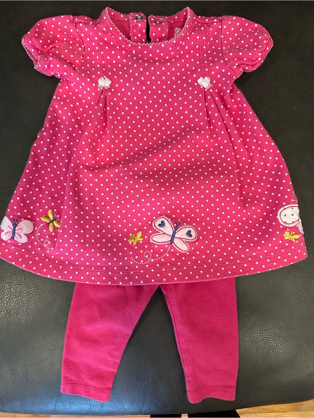 Girls' Pink Polka Dot Butterfly Tunic & Legging Set